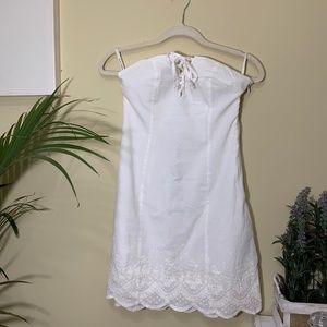 Strapless White Lace-Up Dress